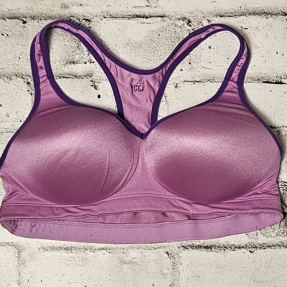 PINK Victoria’s Secret Purple Shimmer Sports Bra Medium Racerback